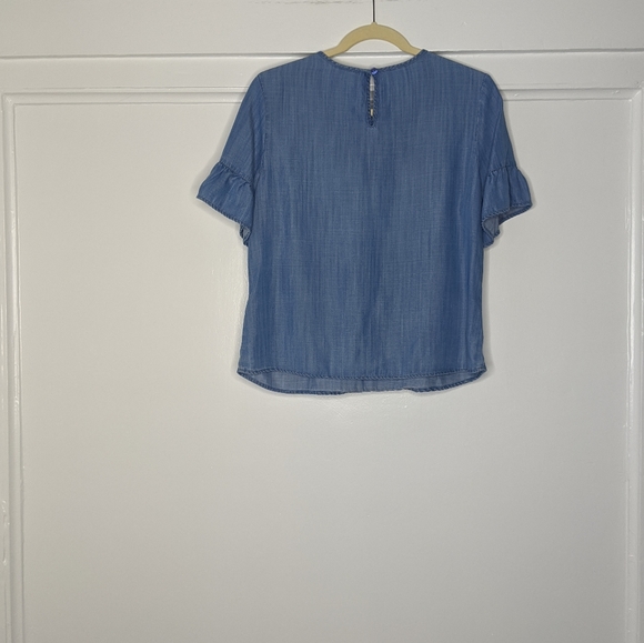 Crown and Ivy Chambray Lace Embroidered Top - Picture 3 of 5